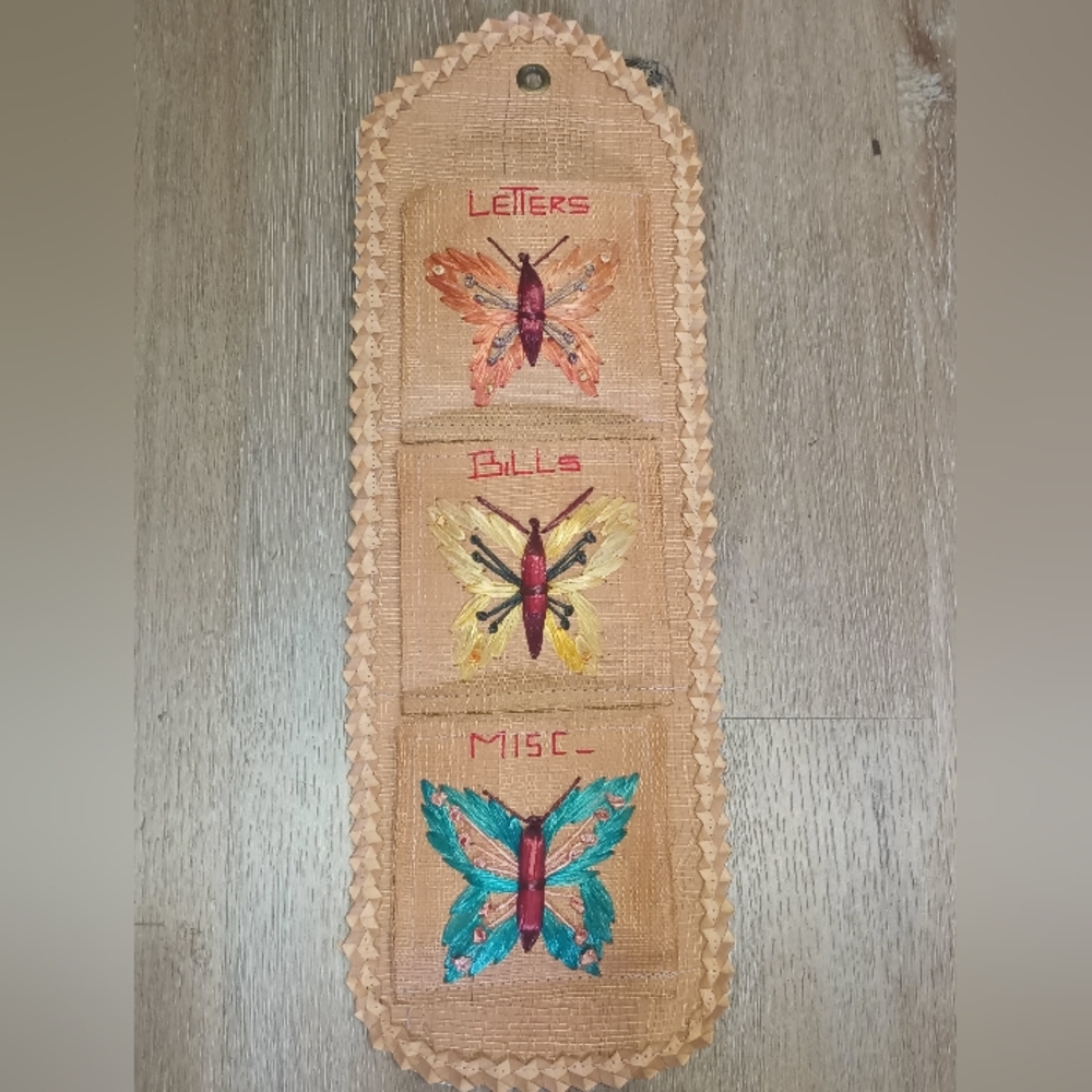 Vintage Handcrafted Butterfly Wall Organizer 19 x 6 1/2, Perfect Condition